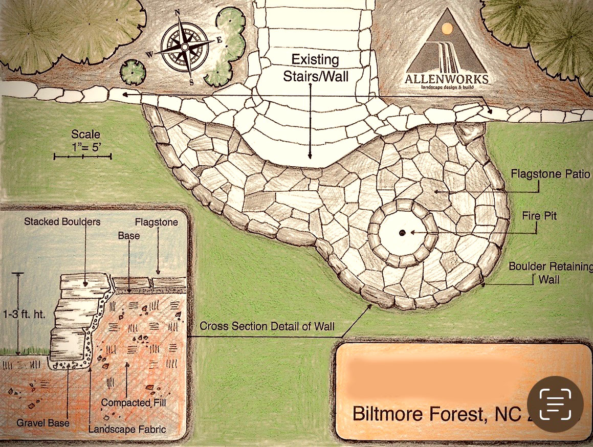Project Drawing for Allenworks Landscaping Project in Biltmore Forest